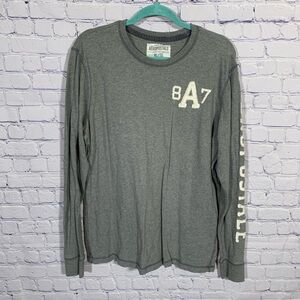 Aeropostale Mens Y2K Long Sleeve Tee Gray Spellout Size XL Casual 90s Cotton
